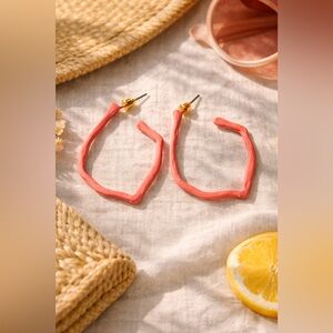 Clover Coral Pink Hoop Earrings